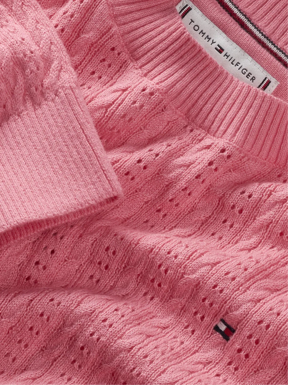 TOMMY HILFIGER POINTELLE CABLE GENSER - TROPICAL BLUSH