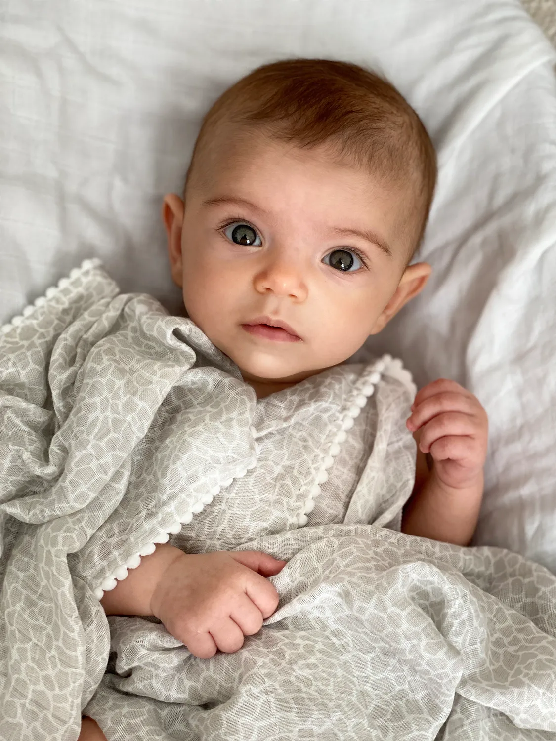 JACK O JUNO POM POM MUSLIN TEPPER - PEARL & GIRAFFE GRAY