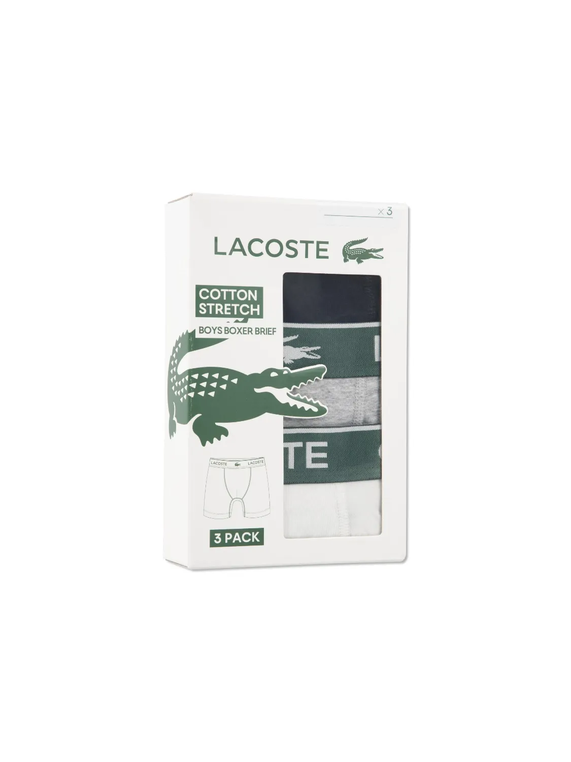 LACOSTE 3-PACK SOLID BOXER BRIEF